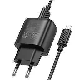 Мережевний зарядний пристрій Hoco C140A Smart QC3.0 18W 1USB-A + кабель USB to MicroUSB Black - мініатюра 4
