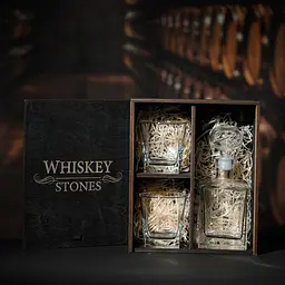 Подарунковий набір віскі Whiskey Stones №12 у дерев'яному пеналі - графін Pasabahce + склянки Baltic - мініатюра 2