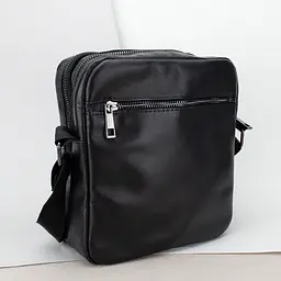 Сумка чоловіча шкіряна чорна на 2 відділення Handycover S424 - мініатюра 3