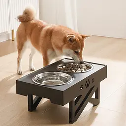 Миска для собак ELS PET 2 х 1,3 л двойная на подставке с регулируемой высотой, Черный - миниатюра 8