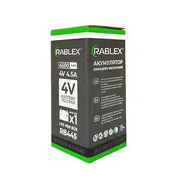 Акумулятор свинцево-кислотний Rablex RB445, акумуляторна батарея AGM 4500 мАh 4V / 4.5A - мініатюра 6