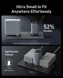 Мережевий зарядний пристрій Anker PowerPort GaNPrime 100W 2xUSB Type-C, USB Type-A Silver (A2688341) - мініатюра 3