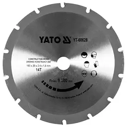 Диск пиляльний по дереву з цвяхами YATO Ø=185х2.4x20 мм (YT-60628)