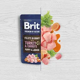 Корм вологий Brit Premium Fillets in Gravy Turkey & Carrots Puppy для цуценят малих порід філе в соусі індичка - мініатюра 2