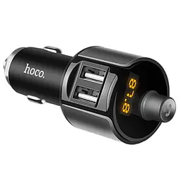 АЗП FM модулятор Hoco E19 (2USB 2.4А) Чорний / Сірий - мініатюра 3