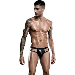 Лакові чоловічі труси JSY з відкритою попкою, One Size Black