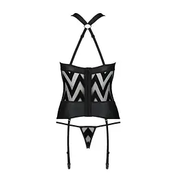Сітчастий комплект із візерунком Passion Hima CorSet black L/XL - мініатюра 6