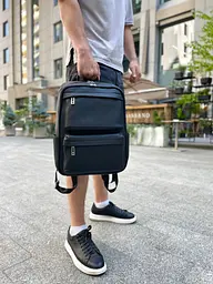 Чоловічий шкіряний рюкзак для ноутбука і подорожей Tiding Bag SB-133863 чорний - мініатюра 8