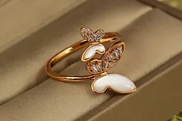 Кільце Xuping Jewelry Два Метелика розсувне 16 і більше золотисте - мініатюра 2