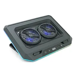 Підставка для ноутбука IceCoorel A5, до17", fan2-125*15 мм 2200±10% RPM, корпус пластик, 1-USB+1-TYPE C, 420x320x55mm, RGB-11режимів, Box Q8