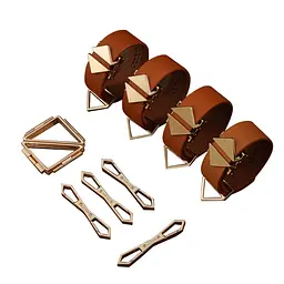 Набір фіксаторів для рук та ніг LOCKINK Hogtie Set, коричневий, ремені з натуральної шкіри