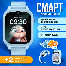 Смарт годинник дитячий A1 з відеодзвінком HD-камерою та GPS 2 змінних корпуса в комплекті Блакитний (KW2-A1-Blue) - мініатюра 2