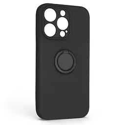 Силиконовый чехол для Apple iPhone 14 Pro, Icon Ring, черный, панель-накладка, с кольцом-подставкой на 360°, противоударный, возможность использования магнитных держателей, ArmorStandart (ARM68707)