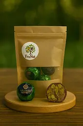 Дубайські цукерки, чорний шоколад, 3 шт (фісташка, мигдаль, фундук), зелена 120 г FruNut - мініатюра 2