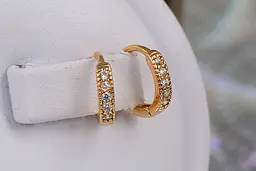 Сережки Xuping Jewelry дитячі доріжки з камінців 10 мм золотисті - мініатюра 2