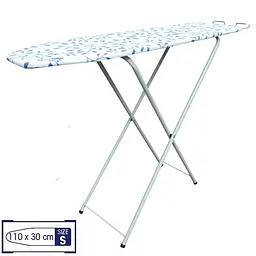 Дошка для прасування підлогова Casa Si Legno S 110x30 Blue Leaves, регулювання висоти, висувна підставка для праски, розмір складання 120х30х3 см