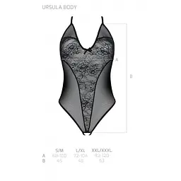Боді з ажурним декором та відкритим кроком Passion URSULA BODY S/M, black - мініатюра 5
