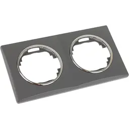 Рамка Brille подвійна сіра з кільцем кольору хром WB-2F Grey/Ch