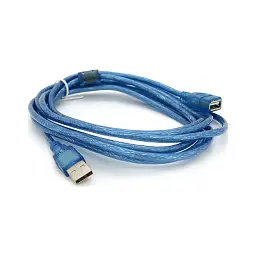 Дата кабель USB 2.0 AM/AF 3.0m ferrite transparent blue Voltronic (YT-AM/AF-3.0TBL) - мініатюра 2
