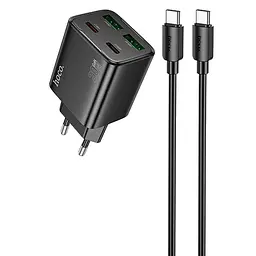 МЗП Hoco N55 Fundador PD20W four-port (2USB-A/2C) + кабель Type-C to Type-C Black