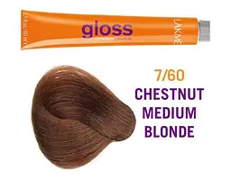 Безаміачна крем-фарба для тонування волосся Lakme Gloss 7/60 каштаново-русий 60 мл - мініатюра 2