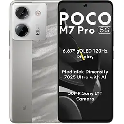 Смартфон Poco M7 Pro 5G 8/256GB Silver (adapter)