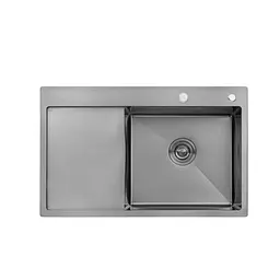 Кухонна мийка Kroner KRP Schwarze - 7849RHM PVD (3,0/1,0 мм) CV025279, Чорний
