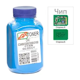 Тонер OKI C3400/3300, 110г Cyan+chip AHK (1502695)