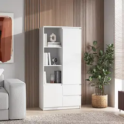 Шафа для книг Vays R-26 Білий пенал з полицями та шухлядами ЛДСП 80x40x170 см для дому офісу вітальні