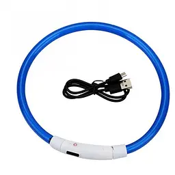 Нашийник з LED-підсвічуванням та USB-заряджанням 35 см синій