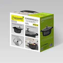 Каструля з кришкою Maestro MR-4027-28 28 см 6.8 л чорна - мініатюра 6
