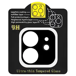 Захисне скло на камеру Full Block (тех.пак) для Apple iPhone 12 (6.1) Чорний