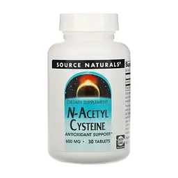 Амінокислота Source Naturals NAC (N-Ацетил-L-Цистеїн), 600 мг, N-Acetyl Cysteine, 30 таблеток (SN0849)