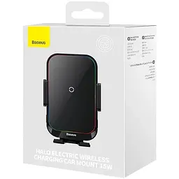 Тримач Baseus Halo Electric Wireless Charging Car Mount з бездротовою зарядкою 15 W (SUDD000001) - мініатюра 2
