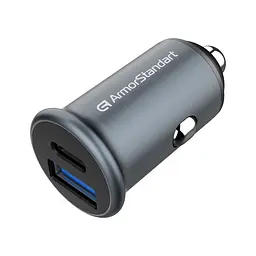 Автомобільний зарядний пристрій 20W з підтримкою Power Delivery та Quick Charge 3.0, виходи USB та Type-C, швидка зарядка для телефону та планшета в прикурювач, ArmorStandart (ARM65439)