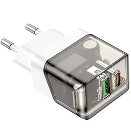 Мережевий зарядний пристрій Borofone BA80A PD20W/QC3.0 transparent чорний - мініатюра 5