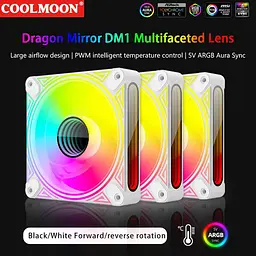 Вентилятор Coolmoon 120мм CM-DM1-W Forward (CM-DM1-W-F) White - мініатюра 5