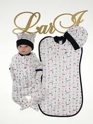 Набір одягу для новонародженого 4 речі + європелюшка Baby розмір 56 см Lari Сірий