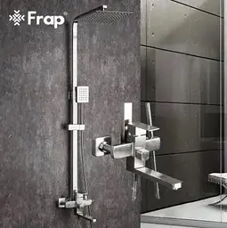 Душова система Frap F24802, поворотний вилив - перемикач на лійку, 1 режим, нержавіюча сталь - мініатюра 2