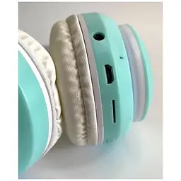 Бездротові дитячі навушники Cat Ear STN-28 Bluetooth з котячими вушками, що світяться бірюзові - мініатюра 6