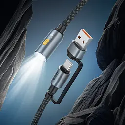 Ліхтарик на кабелі з адаптером Hoco UA38C USB/Type-C to LED Light Adapter Cable black