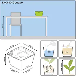 Вазон Lechuza Bacino Cottage 30 графітовий чорний (15468) - мініатюра 4