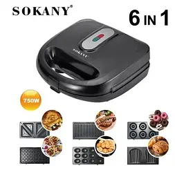 Мультимейкер 6 в 1 (мультипекар) Sokany SK-908 750 Вт Чорний - мініатюра 6