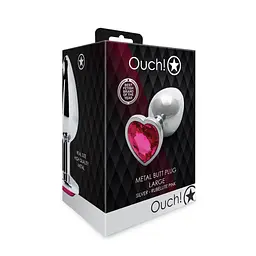 Анальна пробка Ouch! Heart Gem Butt Plug Large, 9.3 см (сріблястий) - мініатюра 7