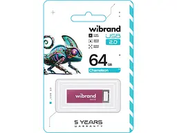 Флешка Wibrand 64 GB Chameleon Pink USB 2.0 (WI2.0/CH64U6P) - мініатюра 2