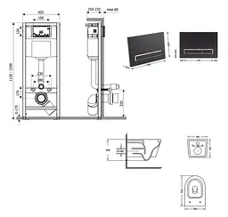 Набір Qtap Nest 4 в 1 підвісний унітаз Swan Ultra Quiet 520x360x320 + комплект інсталяції QT16335180W48197 - мініатюра 9