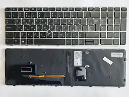 Клавіатура для ноутбуків HP EliteBook 850 G3 чорна зі сріблястою рамкою, з трекпоінтом, з підсвічуваннямRU/US High