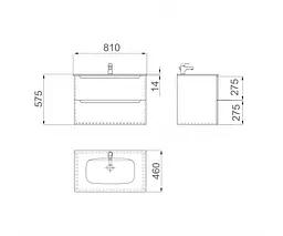 Тумба підвісна Sanwerk Вега Air 81 Білий з умивальником Падова (MV0000813) Білий - мініатюра 6