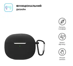Силіконовий чохол для навушників Xiaomi Redmi Buds 4 Pro, Hang Case, чорний, ультратонкий захисний кейс товщиною 2 мм, захист від подряпин, пилу та ударів, компактний, з карабіном для кріплення, ArmorStandart (ARM68432) - мініатюра 2