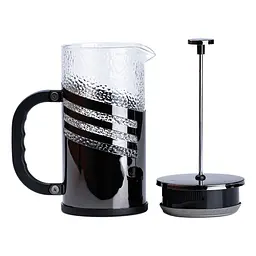 Френч-прес чайник скляний Haus Roland 1 літр з фільтром фактурний, чорний TS Kitchen HP33537B - мініатюра 5